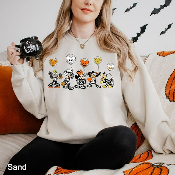 Disney Friends Halloween Sweatshirt,Sand Color,Size 3XL