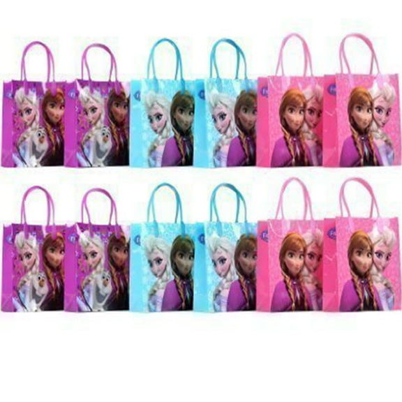 Disney Frozen 12 Reusable Party Favors Medium Goodie Gift Bags 8"