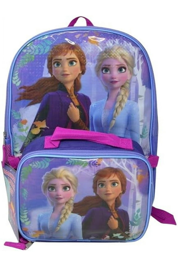 Disney Frozen 16" Backpack with Rectangle Lunch Bag, Purple