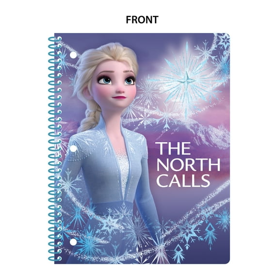 Disney Frozen 2, 1-Subject Spiral Notebook, 80 Sheets, Wide Ruled, 3-Hole Punched