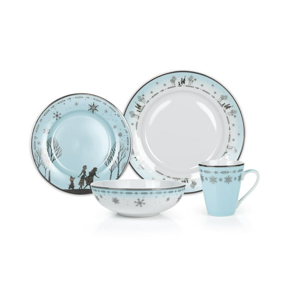 Disney Frozen 2 Anna & Elsa Ceramic Dining Set Collection | 16-Piece Dinner Set