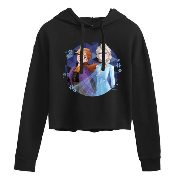 Disney Frozen 2 - Anna & Elsa - Juniors Cropped Pullover Hoodie