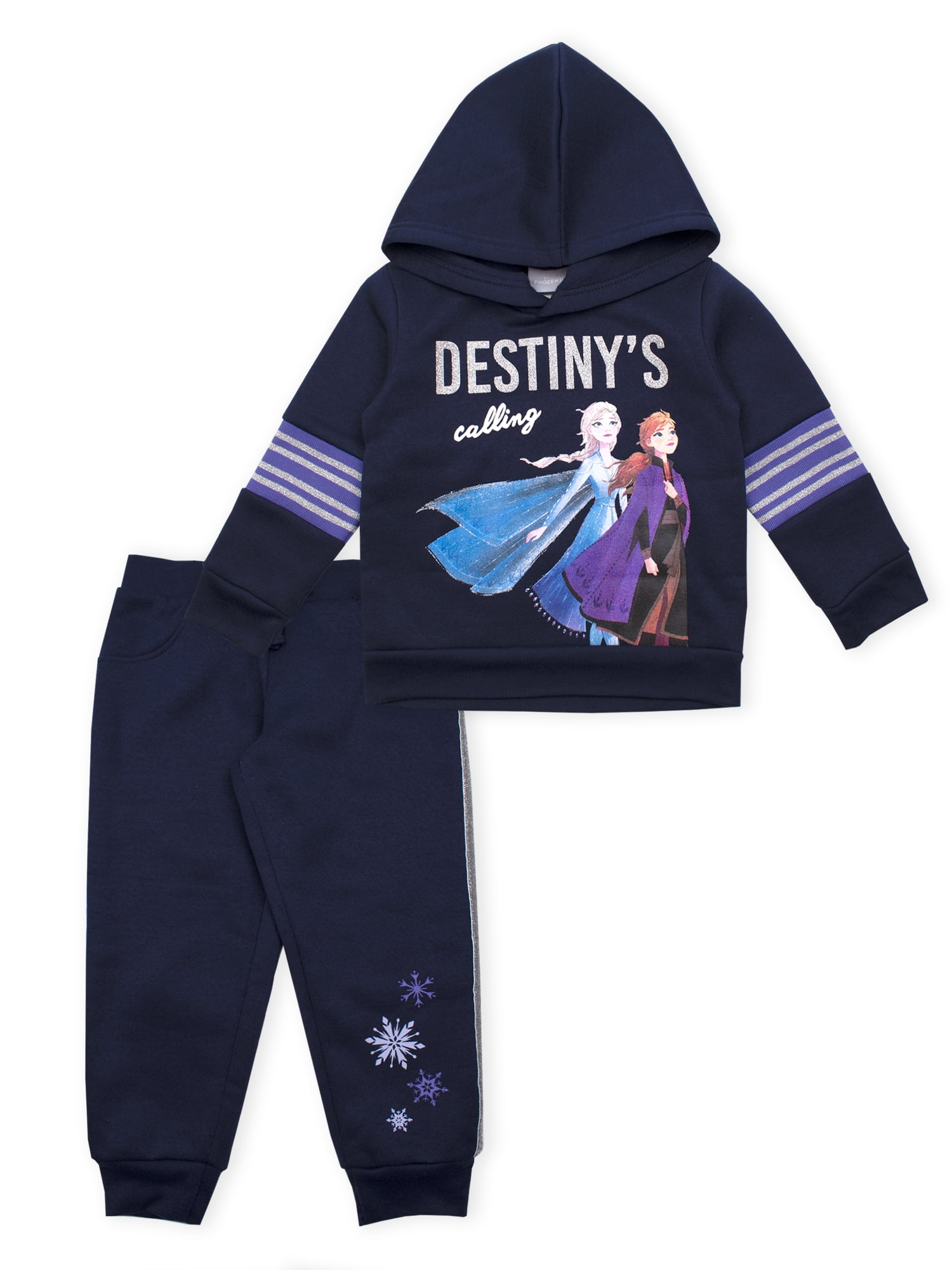 Disney Frozen 2 Anna Elsa Toddler Girl Pullover Hoodie & Glitter Taped