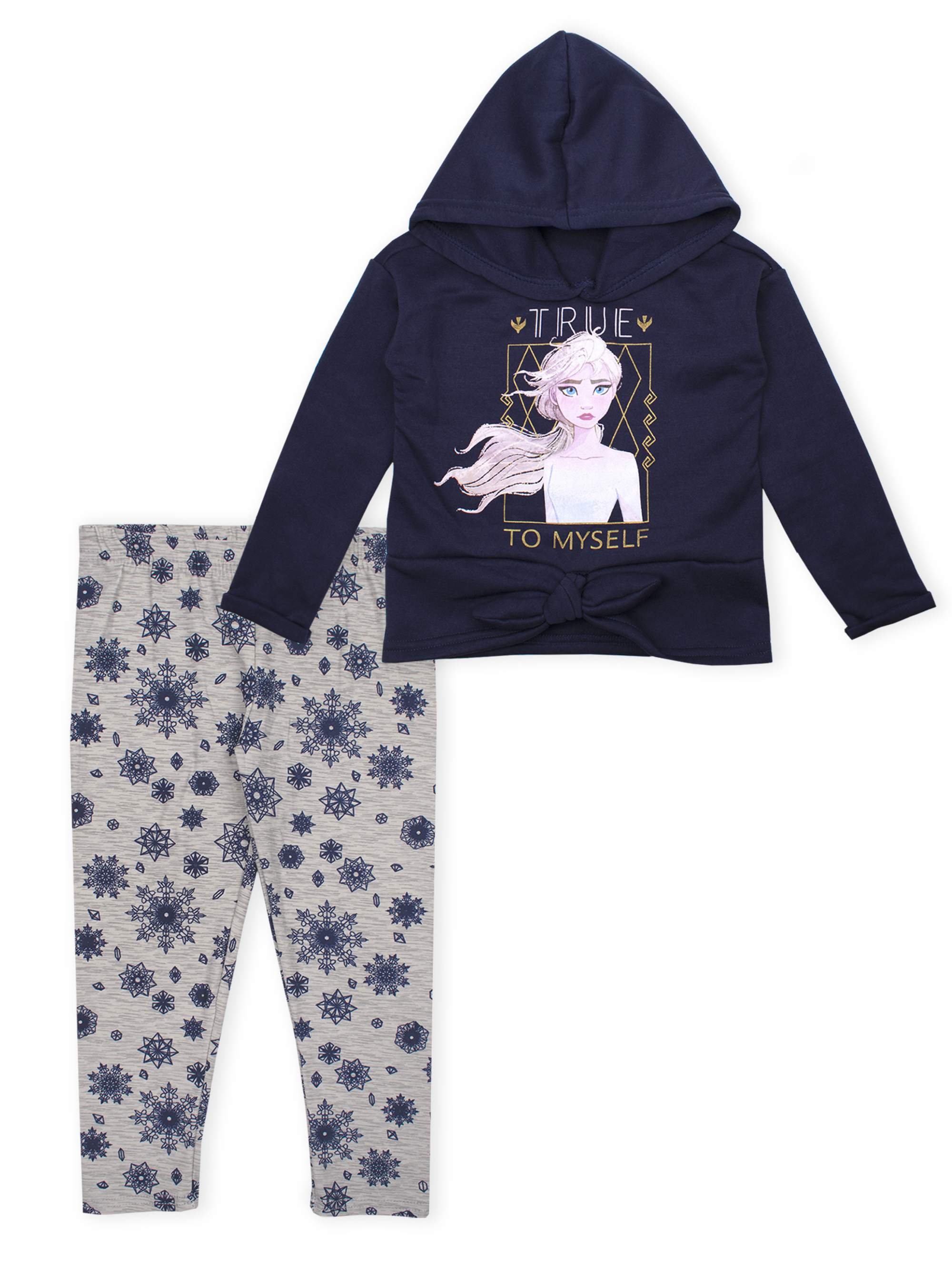 Disney Frozen 2 Anna & Elsa Toddler Girl Tie-Front Hoodie & Printed Leggings, 2pc Outfit Set - image 1 of 3