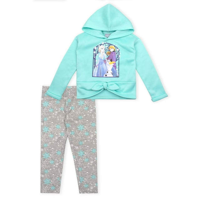 Disney Frozen 2 Anna & Elsa Toddler Girl Tie-Front Hoodie & Printed Leggings, 2pc Outfit Set