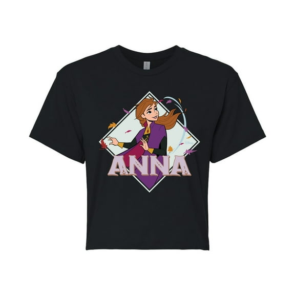 Disney Frozen 2 - Anna Stirs Up Leaves - Juniors Cropped Cotton Blend T-Shirt