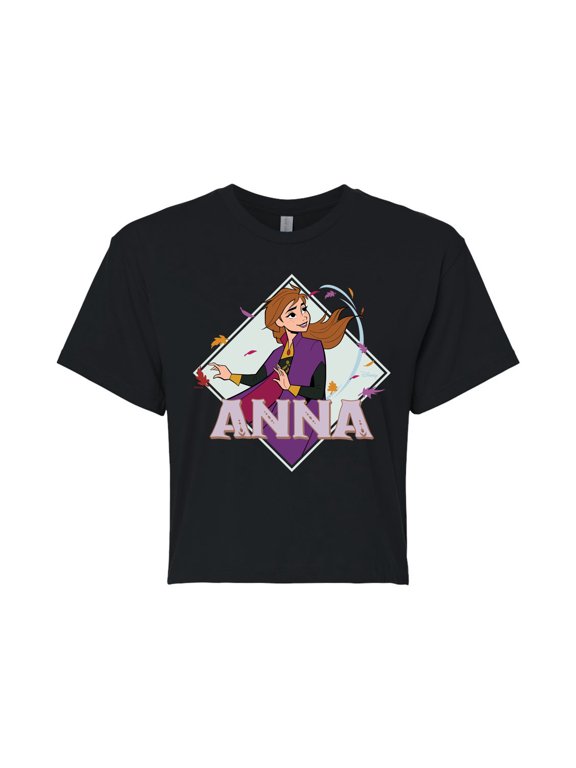 Disney Frozen 2 - Anna Stirs Up Leaves - Juniors Cropped Cotton Blend T-Shirt