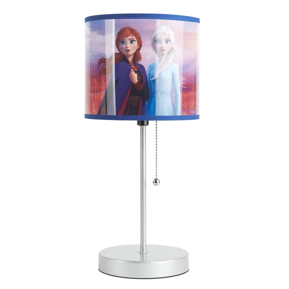Disney Frozen 2 Anna and Elsa Kids Room Stick Table Lamp, Blue, Metal Base
