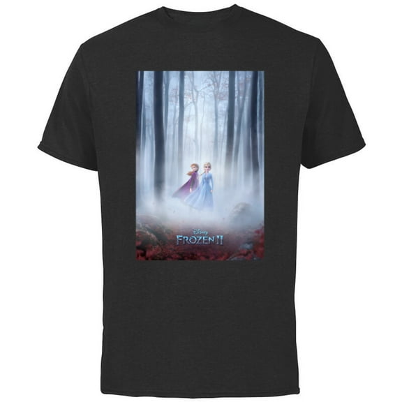 Disney Frozen 2 Anna and Elsa Poster T-Shirt - Short Sleeve Cotton T-Shirt for Adults - Customized-Black