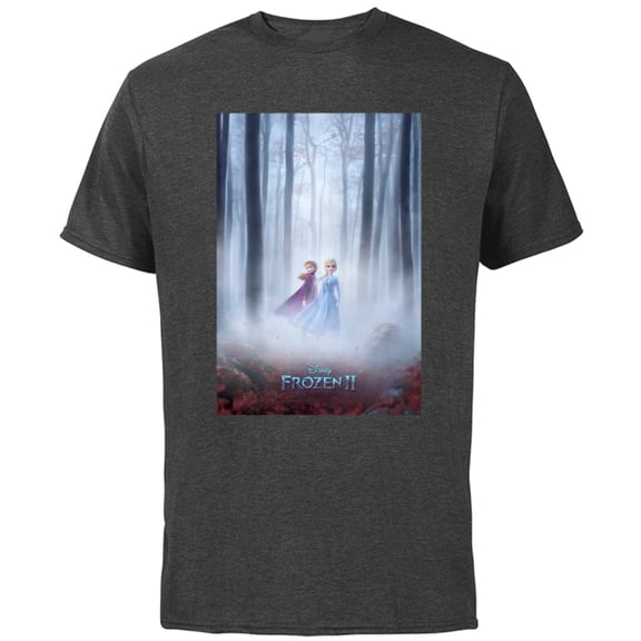 Disney Frozen 2 Anna and Elsa Poster T-Shirt - Short Sleeve Cotton T-Shirt for Adults - Customized-Charcoal