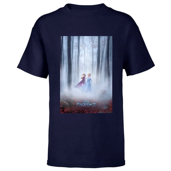Disney Frozen 2 Anna and Elsa Poster T-Shirt - Short Sleeve T-Shirt for Kids - Customized-Athletic Navy