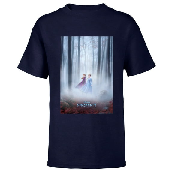 Disney Frozen 2 Anna and Elsa Poster T-Shirt - Short Sleeve T-Shirt for Kids - Customized-Athletic Navy