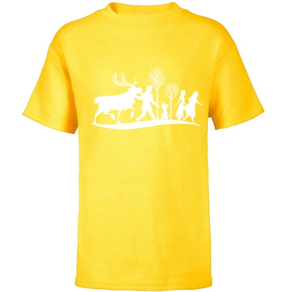 Disney Frozen 2 Character Silhouettes - Short Sleeve T-Shirt for Kids - Customized-Yellow