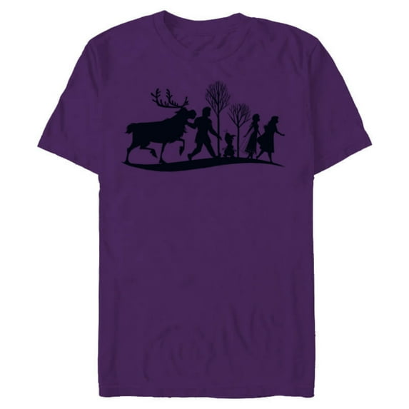 Disney Frozen 2 Characters Anna Elsa Silhouette - Short Sleeve Blended T-Shirt for Adults - Customized-Purple