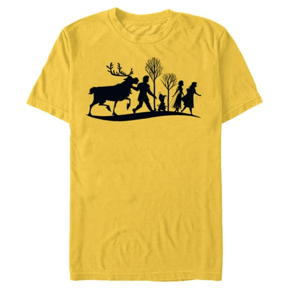 Disney Frozen 2 Characters Anna Elsa Silhouette - Short Sleeve Blended T-Shirt for Adults - Customized-Yellow