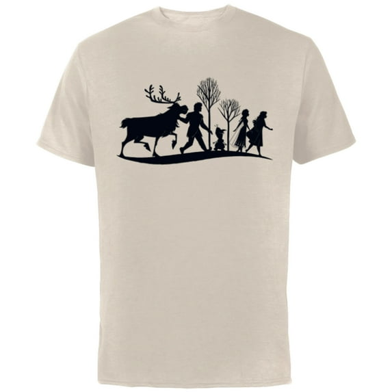 Disney Frozen 2 Characters Anna Elsa Silhouette - Short Sleeve Cotton T-Shirt for Adults - Customized-Natural