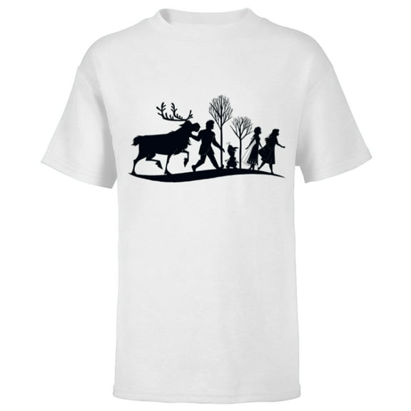 Disney Frozen 2 Characters Anna Elsa Silhouette - Short Sleeve T-Shirt for Kids - Customized-White