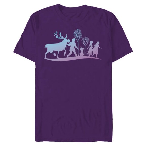 Disney Frozen 2 Characters Gradient Silhouette - Short Sleeve Blended T-Shirt for Adults - Customized-Purple