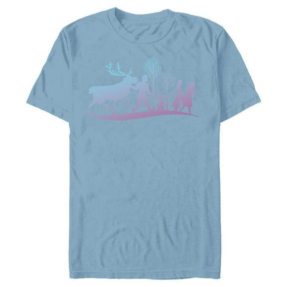 Disney Frozen 2 Characters Gradient Silhouette - Short Sleeve Blended T-Shirt for Adults - Customized-Ocean Blue