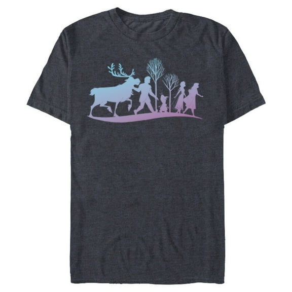 Disney Frozen 2 Characters Gradient Silhouette - Short Sleeve Blended T-Shirt for Adults - Customized-Navy Heather