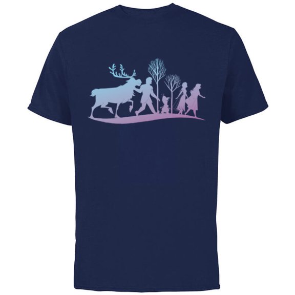 Disney Frozen 2 Characters Gradient Silhouette - Short Sleeve Cotton T-Shirt for Adults - Customized-Athletic Navy