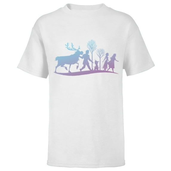 Disney Frozen 2 Characters Gradient Silhouette - Short Sleeve T-Shirt for Kids - Customized-White