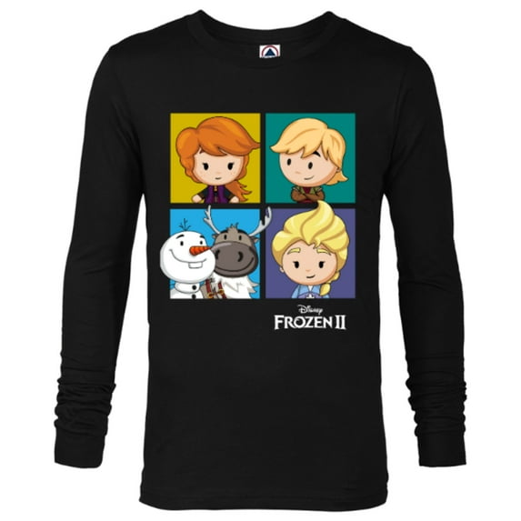 Disney Frozen 2 Chibi Character Panels T-Shirt - Long Sleeve T-Shirt for Men - Customized-Black
