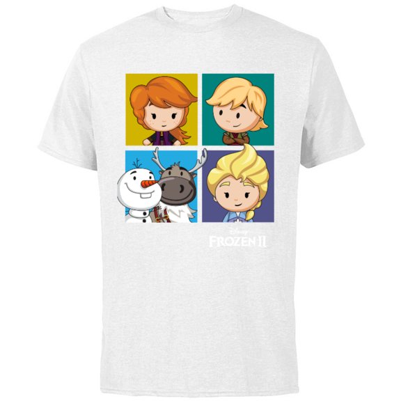 Disney Frozen 2 Chibi Character Panels T-Shirt - Short Sleeve Cotton T-Shirt for Adults - Customized-White