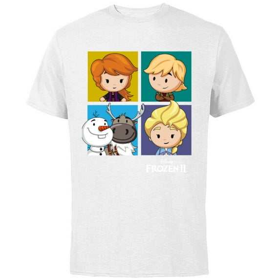 Disney Frozen 2 Chibi Character Panels T-Shirt - Short Sleeve Cotton T-Shirt for Adults - Customized-White