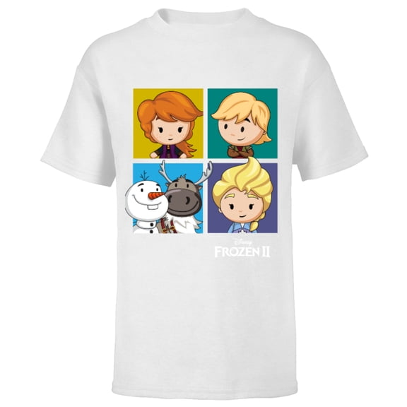 Disney Frozen 2 Chibi Character Panels T-Shirt - Short Sleeve T-Shirt for Kids - Customized-White