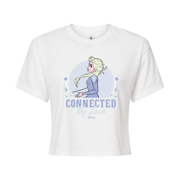 Disney Frozen 2 - Connected By Love Elsa - Juniors Cropped Cotton Blend T-Shirt