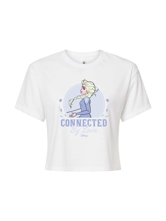 Disney Frozen 2 - Connected By Love Elsa - Juniors Cropped Cotton Blend T-Shirt