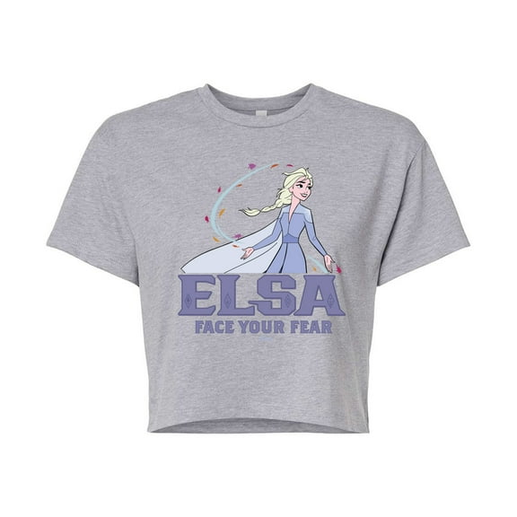 Disney Frozen 2 - Elsa Face Your Fear - Juniors Cropped Cotton Blend T-Shirt