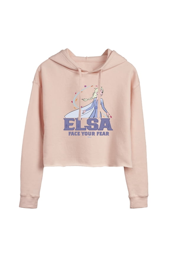 Disney Frozen 2 - Elsa Face Your Fear - Juniors Cropped Pullover Hoodie