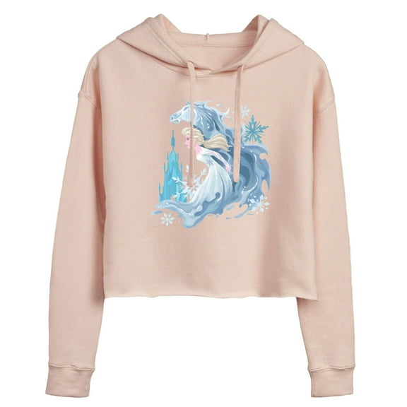 Disney Frozen 2 - Elsa & Frozen Horse - Juniors Cropped Pullover Hoodie