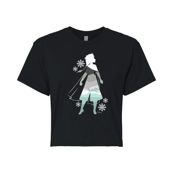 Disney Frozen 2 - Elsa Hero Pose - Juniors Cropped Cotton Blend T-Shirt