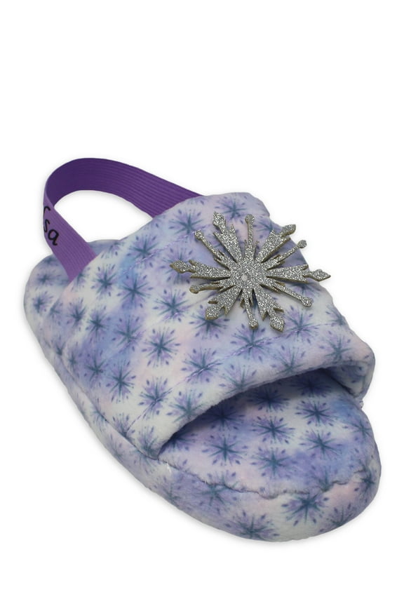 Disney Frozen 2 Elsa Snowflake Fluffy Spa Slippers w/ Free Shoe Gift Box(Little Girls & Big Girls)