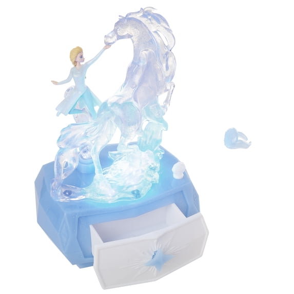 Disney Frozen 2 Elsa & Water Nokk Jewelry Box with Snowflake Ring, Color Changing Light, Plays ?Into the Unknown?