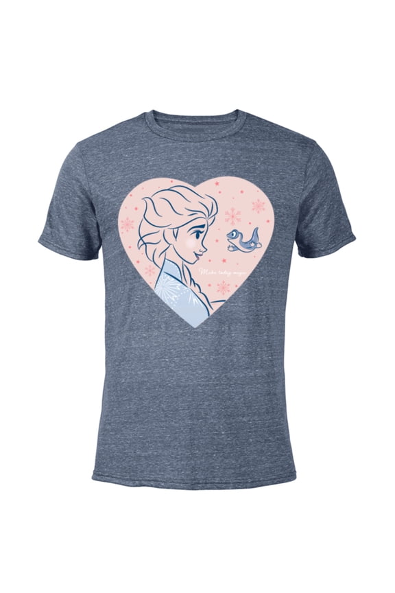 Frozen 2 Elsa and Bruni Make Today Magic Heart - Short Sleeve Blended T-Shirt for Adults - Customized-Navy Heather