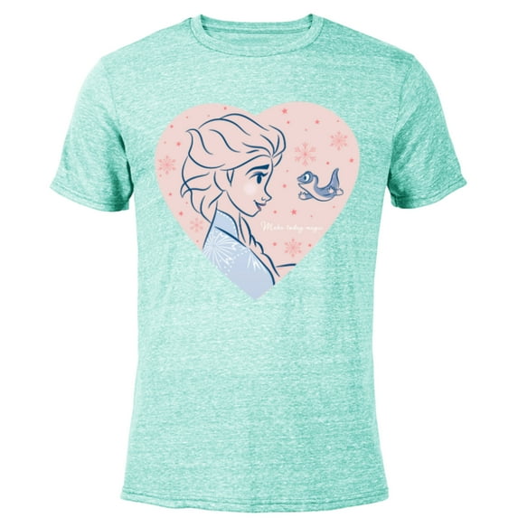 Disney Frozen 2 Elsa and Bruni Make Today Magic Heart - Short Sleeve Blended T-Shirt for Adults - Customized-Ocean Blue