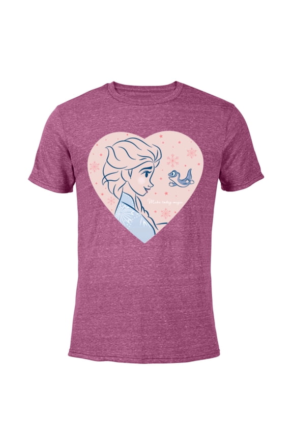 Frozen 2 Elsa and Bruni Make Today Magic Heart - Short Sleeve Blended T-Shirt for Adults - Customized-Purple