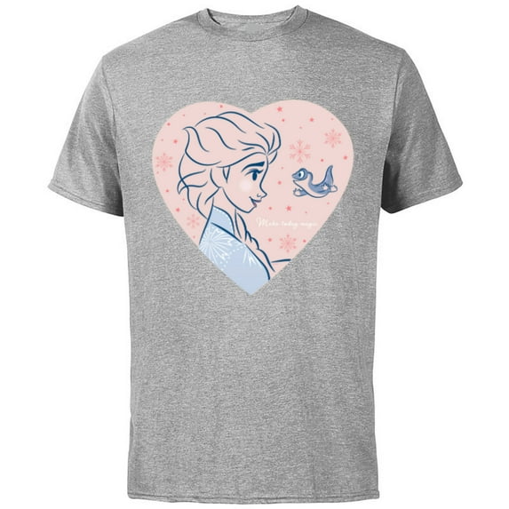 Disney Frozen 2 Elsa and Bruni Make Today Magic Heart - Short Sleeve Cotton T-Shirt for Adults - Customized-Athletic Heather