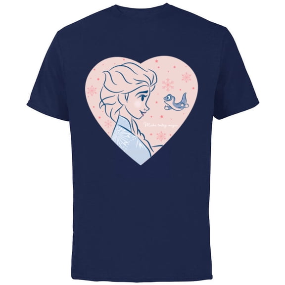Disney Frozen 2 Elsa and Bruni Make Today Magic Heart - Short Sleeve Cotton T-Shirt for Adults - Customized-Navy