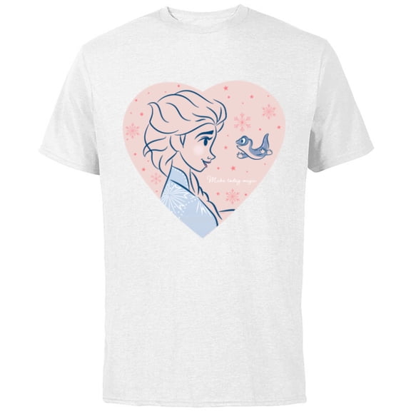 Disney Frozen 2 Elsa and Bruni Make Today Magic Heart - Short Sleeve Cotton T-Shirt for Adults - Customized-White