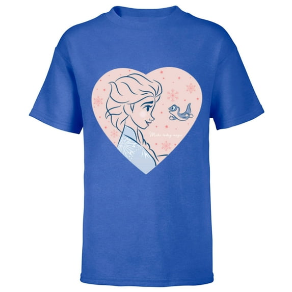 Disney Frozen 2 Elsa and Bruni Make Today Magic Heart - Short Sleeve T-Shirt for Kids - Customized-Royal