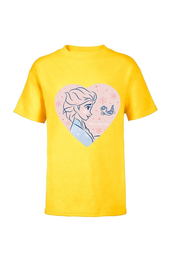 Frozen 2 Elsa and Bruni Make Today Magic Heart - Short Sleeve T-Shirt for Kids - Customized-Yellow
