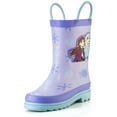 thumbnail image 1 of Disney Frozen 2 Girls Anna and Elsa Purple Rubber Easy-On Rain Boots - Size 7 Toddler, 1 of 7