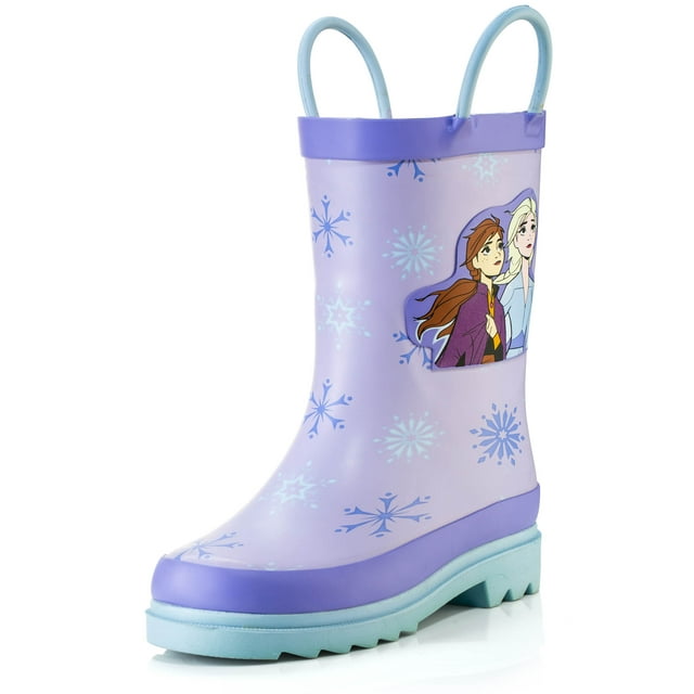 Disney Frozen 2 Girls Anna and Elsa Purple Rubber Easy-On Rain Boots&nbsp;- Size 8 Toddler