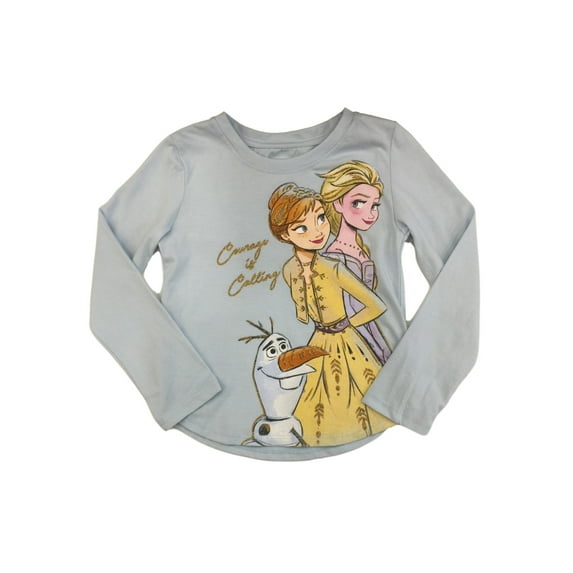 Disney Frozen 2 Girls Elsa Anna & Olaf Courage Is Calling Blue Shirt 4