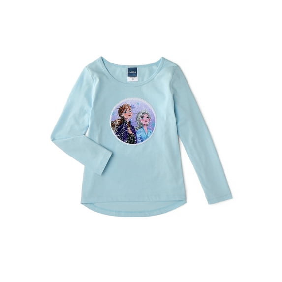 Disney Frozen 2 Girls Elsa & Anna Reversible Sequin T-Shirt, Sizes 4-12
